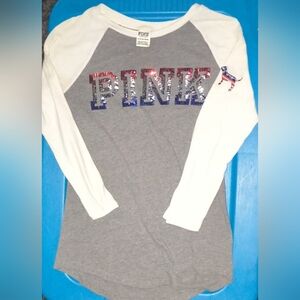 PINK Victoria's Secret Kids Long Sleeve Shirt - Gray, White, and Red